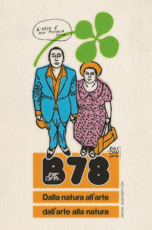 illustrazione poster biennale 1978 con Sordi e Longo